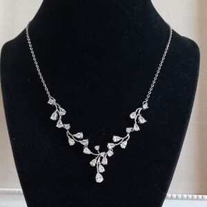 Silver-tone Necklace with Crystal Accents